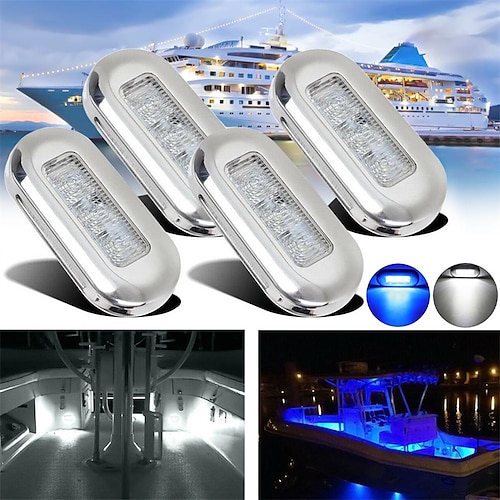 

OTOLAMPARA 2PCS 9W Marker Light 3 LED Boat Marine Grade 12V Large Waterproof Cool Blue LED Courtesy Lights Stair Deck Turn Signal Lighting