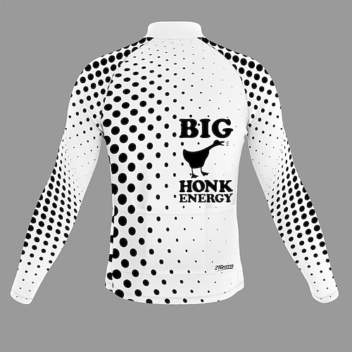 

21Grams Men's Cycling Jersey Long Sleeve Bike Top with 3 Rear Pockets Mountain Bike MTB Road Bike Cycling Breathable Quick Dry Moisture Wicking Reflective Strips White Polka Dot Honk Your Horn