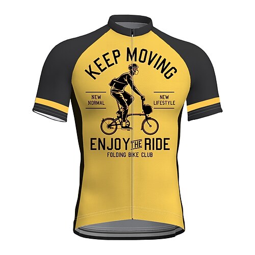 

21Grams Men's Cycling Jersey Short Sleeve Bike Top with 3 Rear Pockets Mountain Bike MTB Road Bike Cycling Breathable Quick Dry Moisture Wicking Reflective Strips Yellow Graphic Polyester Spandex