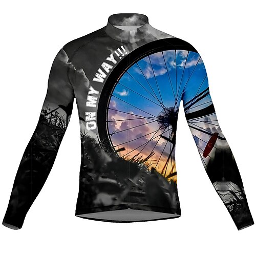 

21Grams Men's Cycling Jersey Long Sleeve Bike Top with 3 Rear Pockets Mountain Bike MTB Road Bike Cycling Breathable Quick Dry Moisture Wicking Reflective Strips Grey Graphic Polyester Spandex Sports