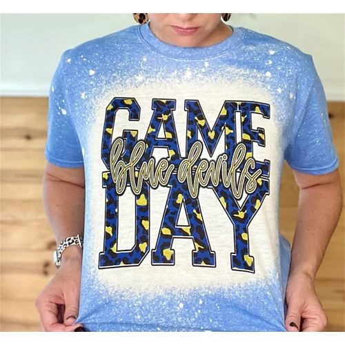 

Women's T shirt Tee Text Casual Weekend Painting T shirt Tee Short Sleeve Print Round Neck Basic Blue S / 3D Print