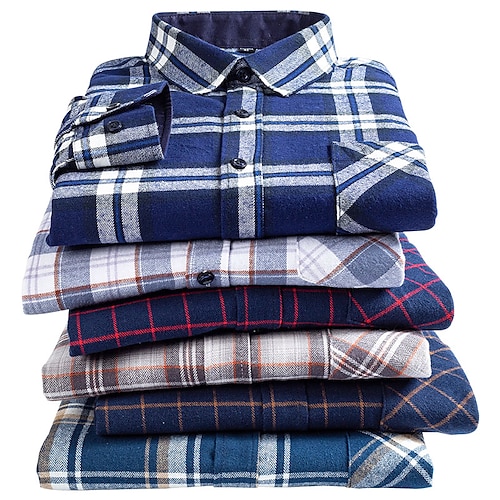 

Men's Shirt Other Prints Plaid Lattice Square Neck Casual Daily collared shirts Long Sleeve Tops Designer A B C