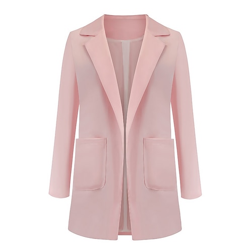 

blazer femme grande taille poche uni affaires formel manches longues rabattu régulier automne hiver rose 5xl