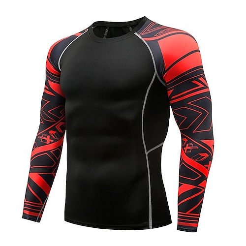 

Men's Running T-Shirt Patchwork Athletic Winter Long Sleeve Lycra Windproof Quick Dry Moisture Wicking Fitness Gym Workout Running Sportswear Activewear Color Block TC-120 One Piece Top TC-118 One
