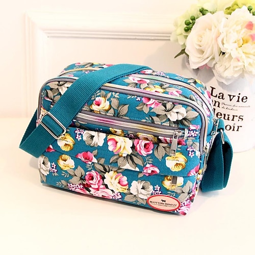 

Women's Messenger Bag Floral Print Shopping Daily Black Blue Purple Dark Blue