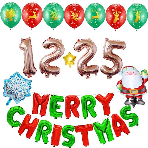 

1 set Christmas Reindeer Santa Claus Number Balloon for Gift Decoration Party 32 inch Aluminum Emulsion