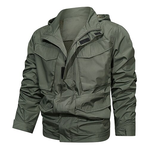 

Men's Winter Jacket Winter Coat Hoodie Jacket Windproof Warm Street Daily Holiday Zipper Hoodie Casual Casual Daily Comfortable Jacket Outerwear Pure Color Pocket Full Zip Khaki Army Green Black