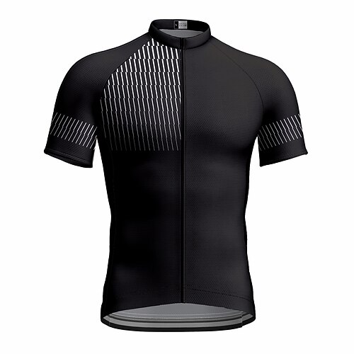 

21Grams Men's Cycling Jersey Short Sleeve Bike Top with 3 Rear Pockets Mountain Bike MTB Road Bike Cycling Breathable Quick Dry Moisture Wicking Reflective Strips Black Stripes Polyester Spandex