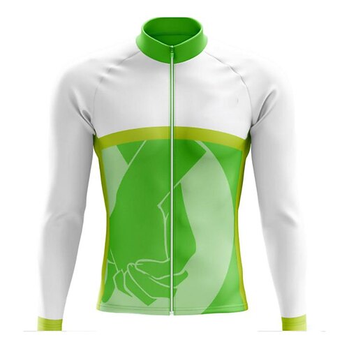 

21Grams Men's Cycling Jersey Long Sleeve Bike Top with 3 Rear Pockets Mountain Bike MTB Road Bike Cycling Breathable Quick Dry Moisture Wicking Reflective Strips Green Graphic Polyester Spandex Sports