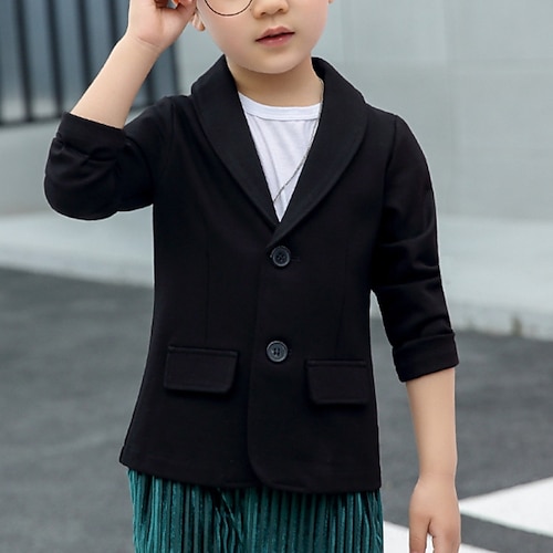 

Bambino Da ragazzo Blazer Cappotto Capispalla Liscio Manica lunga Cappotto Formale Cotone Attivo Fantastico Nero Blu Inverno Autunno 3-6 anni