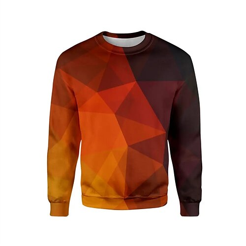 

Men's Unisex Sweatshirt Pullover Orange Crew Neck Geometric Graphic Prints Print Daily Sports Holiday 3D Print Streetwear Casual Big and Tall Spring & Fall Clothing Apparel Hoodies Sweatshirts Long