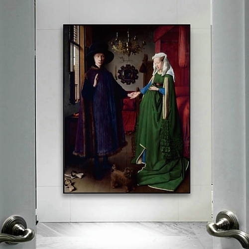 

Handmade Hand Painted Oil Painting Wall Art Famous Arnolfini Portrait and His Wife 1434 Jan Van Eyck Painting Home Decoration Decor Rolled Canvas No Frame Unstretched