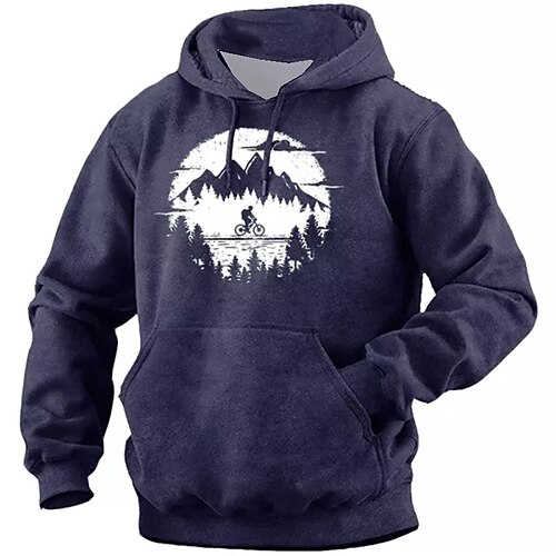 

Men's Unisex Pullover Hoodie Sweatshirt Hooded Graphic Prints Landscape Print Daily Sports 3D Print Streetwear Designer Hoodies Sweatshirts Long Sleeve Navy Blue