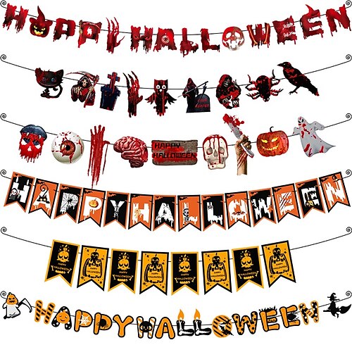 

2pcs Halloween Printing Ghost Festival / Party Banner Garland for Gift Decoration Party 10.25.9 inch Paper