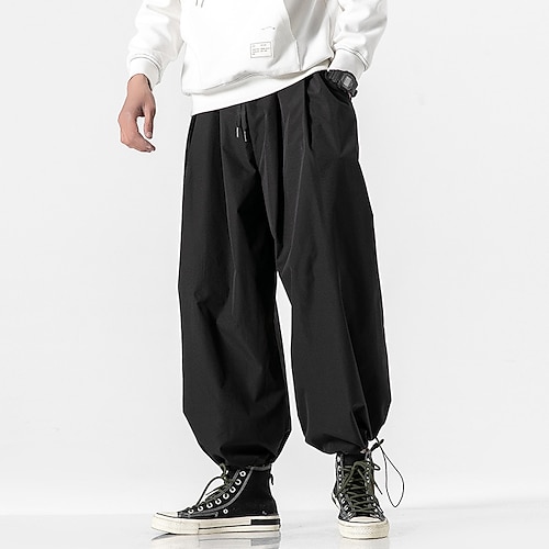 

Men's Joggers Bloomers Trousers Baggy Casual Pants Drawstring Elastic Waist Solid Color Comfort Breathable Ankle-Length Casual Daily Streetwear Cotton Blend Sports Fashion Black Grey Micro-elastic