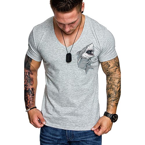 

Men's Unisex T shirt Tee Hot Stamping Cartoon Graphic Prints V Neck Street Daily Print Sleeveless Tops Designer Casual Big and Tall Sports Gray / Summer