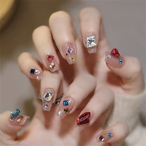 

100 Pcs Nail Art Diamond Jewelry Net Red Little Monkey With The Same Manicure Square Love Diamond Flat Bottom Special-shaped Diamond Glass Diamond