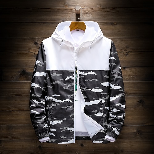 

Men's Hiking Jacket Waterproof Hiking Jacket Rain Jacket Outdoor Thermal Warm Waterproof Windproof Breathable Outerwear Windbreaker Trench Coat Full Length Visible Zipper Fishing Climbing Beach White