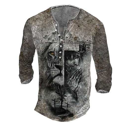 

Men's T shirt Tee Tee Graphic Round Neck Brown Long Sleeve 3D Print Casual Daily Print Tops Fashion Designer Comfortable Big and Tall