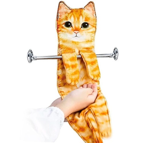 

Cute Cat Plush Towel Absorbent Hand Towel Quickly Absorbs Water Towel for Kitchen Household,Dining room,Bathroom