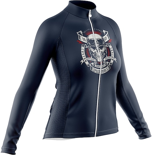 

Women's Cycling Jersey Long Sleeve Bike Jersey with 3 Rear Pockets Mountain Bike MTB Road Bike Cycling Quick Dry Black Dark Navy Sports Clothing Apparel / Stretchy