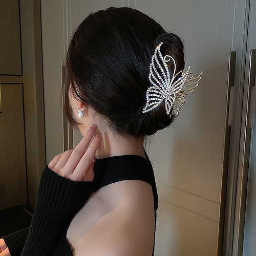 

1pc Women's Girls' Hair Claws Butterfly Hair Claw Clip for Girls Extra Large Metal Claw Clips for Thick Hair Pretty Hair Clips 4.5 Inch Big Flower Tassel Claw Clip