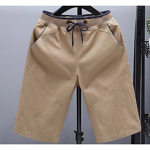 

Men's Shorts Casual Shorts Patchwork Drawstring Front Pocket Graphic Prints Knee Length Casual Daily Fashion Chino Black Wine Micro-elastic