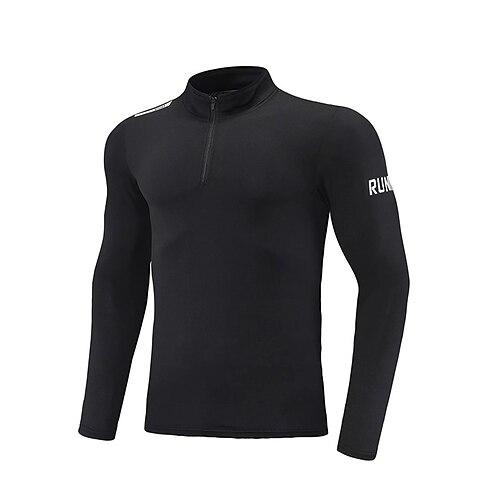 

Men's Workout Shirt Running Shirt Half Zip Long Sleeve Top Athletic Breathable Quick Dry Moisture Wicking Gym Workout Running Active Training Sportswear Activewear Black Light Green Dark Green