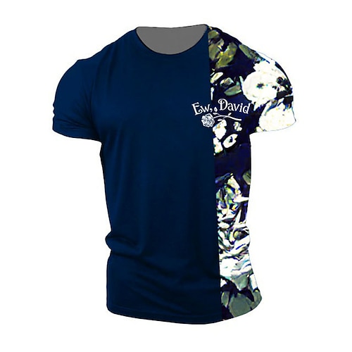 

Men's Unisex T shirt Tee 3D Print Color Block Graphic Prints Crew Neck Street Daily Print Short Sleeve Tops Casual Classic Big and Tall Sports Navy Blue / Summer