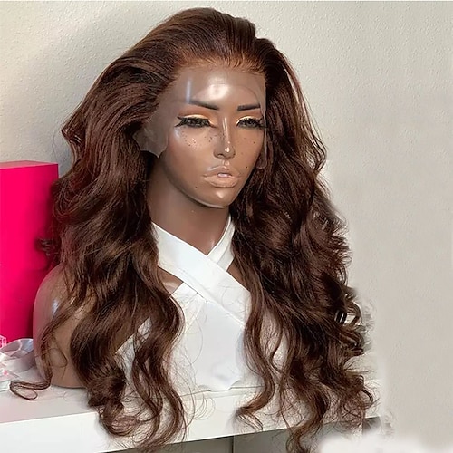 

Remy Human Hair 13x4 Lace Front Wig Free Part Brazilian Hair Wavy Brown Wig 130% 150% Density with Baby Hair Natural Hairline 100% Virgin With Bleached Knots Pre-Plucked For Women wigs for black women