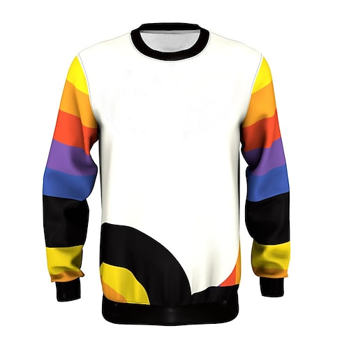 

Men's Unisex Sweatshirt Pullover White Crew Neck Color Block Print Daily Sports Holiday 3D Print Streetwear Casual Big and Tall Spring & Fall Clothing Apparel Hoodies Sweatshirts Long Sleeve
