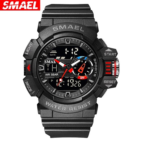 

SMAEL Military Watches Men Sport Watch Waterproof Wristwatch Stopwatch Alarm LED Light Digital Watches Men's Big Dial Clock 8043