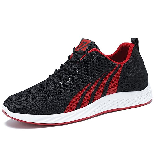 

Men's Sneakers Flyknit Shoes Sporty Casual Daily Outdoor Walking Shoes Tissage Volant Black / Red BlackGray Striped Fall Spring