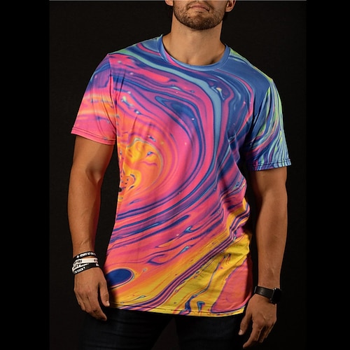 

Men's Unisex T shirt Tee 3D Print Graphic Prints Crew Neck Street Daily Print Short Sleeve Tops Lightweight Casual Big and Tall Sports Pink / Summer
