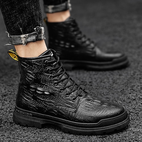 

Men's Boots Leather Shoes Casual Daily Walking Shoes Nappa Leather Mid-Calf Boots Black Brown Fall Winter