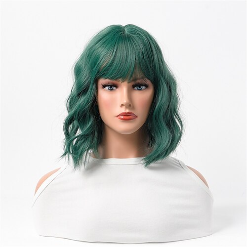 

Synthetic Wig Wavy With Bangs Machine Made Wig Medium Length A1 Synthetic Hair Women's Party Easy to Carry Fashion Blue / Daily Wear / Party / Evening