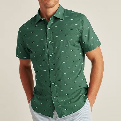 

Men's Shirt 3D Print Rudder Turndown Street Casual Button-Down Print Short Sleeve Tops Casual Fashion Breathable Green / Summer