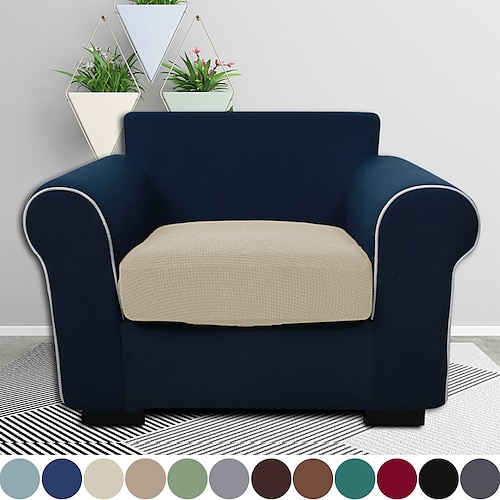 

Stretch Sofa seat Cushion Cover Slipcover Elastic Couch Armchair Loveseat 4 or 3 Seater Water Repellent Grey Black Plain Solid Soft Durable Washable