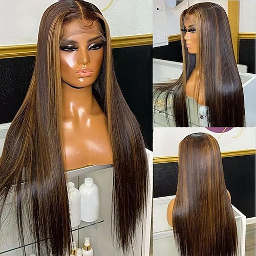 

Remy Human Hair 13x4 Lace Front Wig Free Part Brazilian Hair Straight Multi-color Wig 130% 150% Density with Baby Hair Highlighted / Balayage Hair Natural Hairline 100% Virgin Pre-Plucked For Women