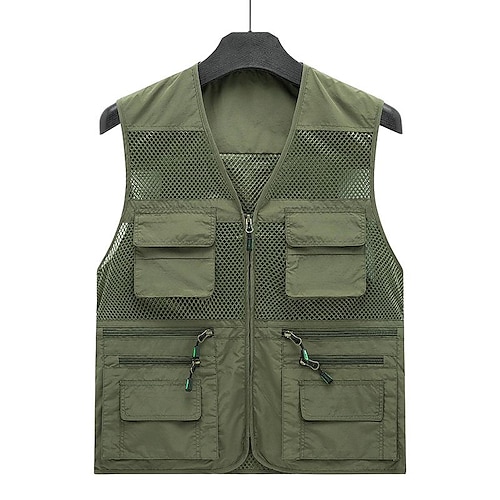 

Men's Fishing Vest Hiking Vest Top Outdoor Breathable Lightweight Multi Pockets Comfortable ArmyGreen khaki Red Fishing Climbing Camping / Hiking / Caving