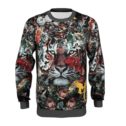 

Men's Unisex Sweatshirt Pullover Graphic Prints Tiger Print Daily Sports Holiday 3D Print Casual Streetwear Hoodies Sweatshirts Black