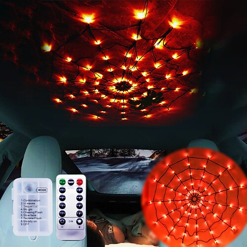 

StarFire Halloween Spider Web Led Lights Ghost Festival Indoor Wall Floor DIY Decor Spider Web Remote Control Light Happy 8 Funciones Light