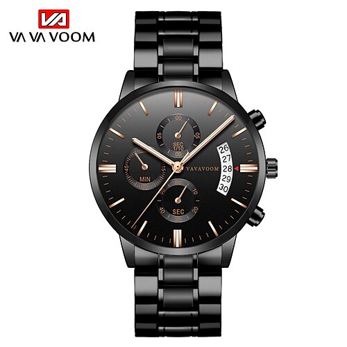 

VA VA VOOM 214 Minimalist Wristwatch Top Style Fashion Stainless Steel Analog Quartz Chronograph Casual Clock Luxury Wristwatch