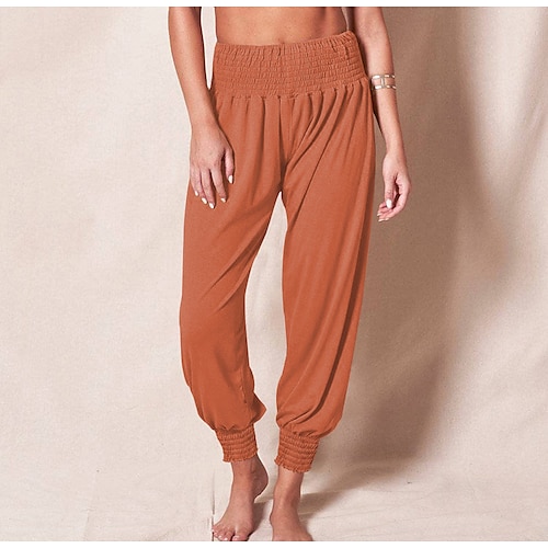 

Mujer Persona que practica jogging Chinos Pantalones Pantalones Harem Vino Caqui Naranja Media cintura Moda Casual Fin de semana Microelástico Longitud total Comodidad Color sólido S M L XL XXL