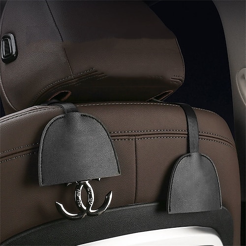 

2pcs Car Seatback Headrest Hook Easy to Install Durable Sturdiness Leather For SUV Truck Van