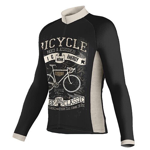 

21Grams Men's Cycling Jersey Long Sleeve Bike Top with 3 Rear Pockets Mountain Bike MTB Road Bike Cycling Breathable Quick Dry Moisture Wicking Reflective Strips Black Graphic Honk Your Horn