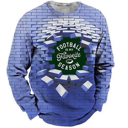 

Men's Unisex Sweatshirt Pullover Graphic Prints Print Daily Sports Holiday 3D Print Designer Casual Bricks Hoodies Sweatshirts Blue