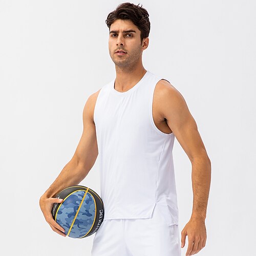 

Men's Workout Tank Top Running Tank Top Split Sleeveless Tank Top Casual Athleisure Spandex Breathable Quick Dry Lightweight Fitness Gym Workout Running Sportswear Activewear Solid Colored Black