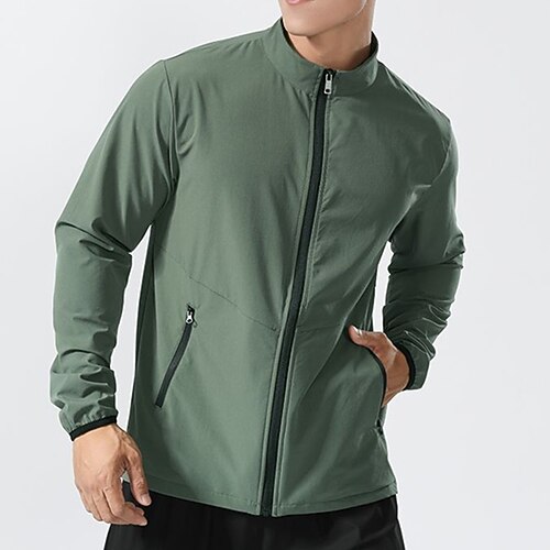 

Men's Track Jacket Windbreaker Breathable Lightweight Top Regular Fit Full Zip Solid Color Spring Autumn Tennis Running Training / Micro-elastic