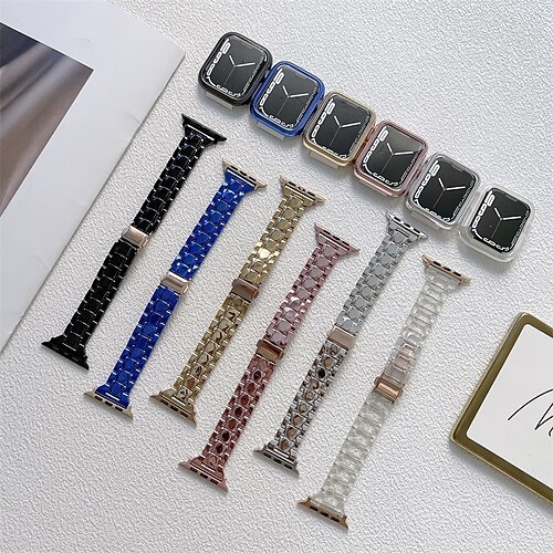 

1PC Smart Watch Band Compatible with Apple iWatch 38mm Series 3/2/1 42mm Series 3/2/1 40mm Series 6/5/4 / SE PC Waterproof Adjustable Breathable SmartWatch Band with Case Jewelry Bracelet for iWatch